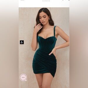 Mini Green Velvet Dress from House of CB
